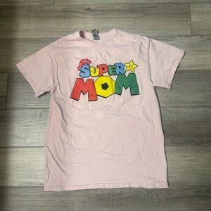 Super Mom Mario themed T-Shirt - Pink